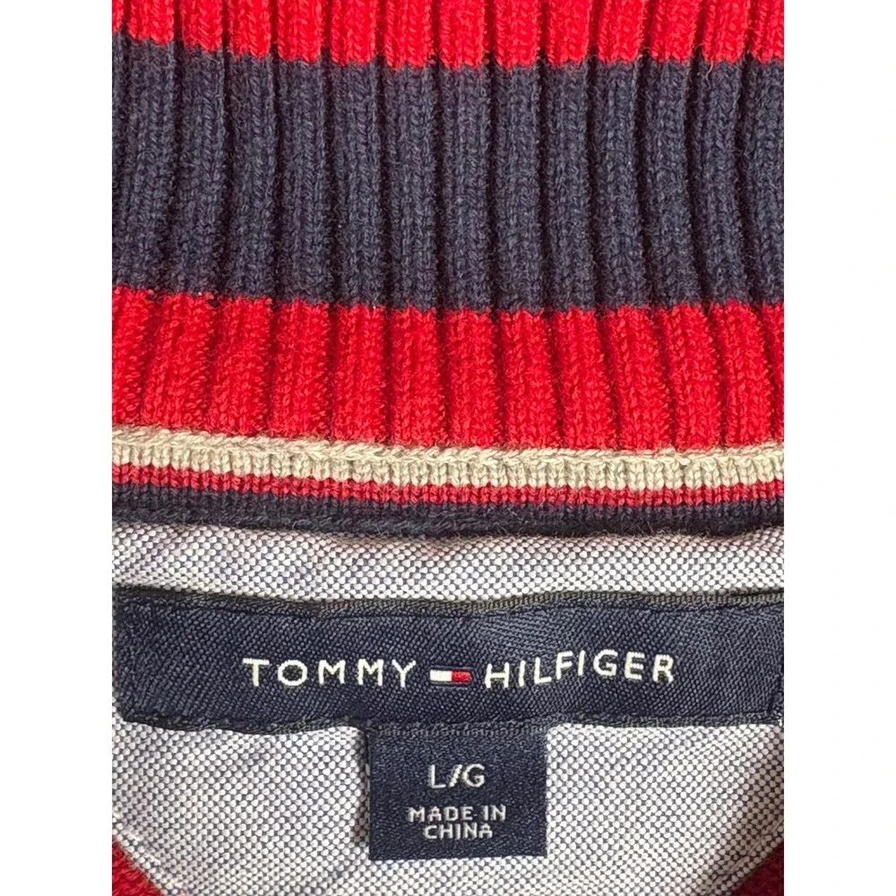 Tommy‎ Hilfiger Mens Red 1/4 Zip Pullover Sweater L/G